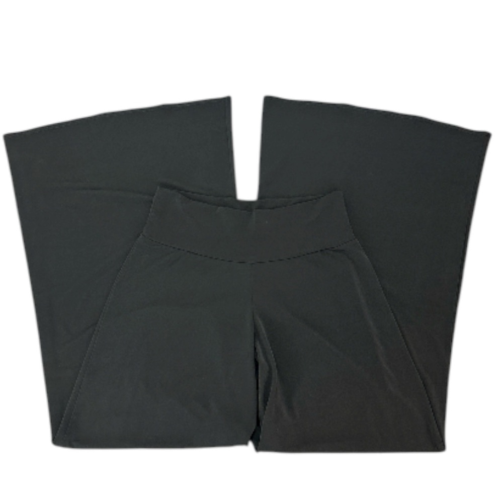 Clara Sun Woo Black Wide Leg Pull On Pants Medium High Rise Stretch Travel Comfy